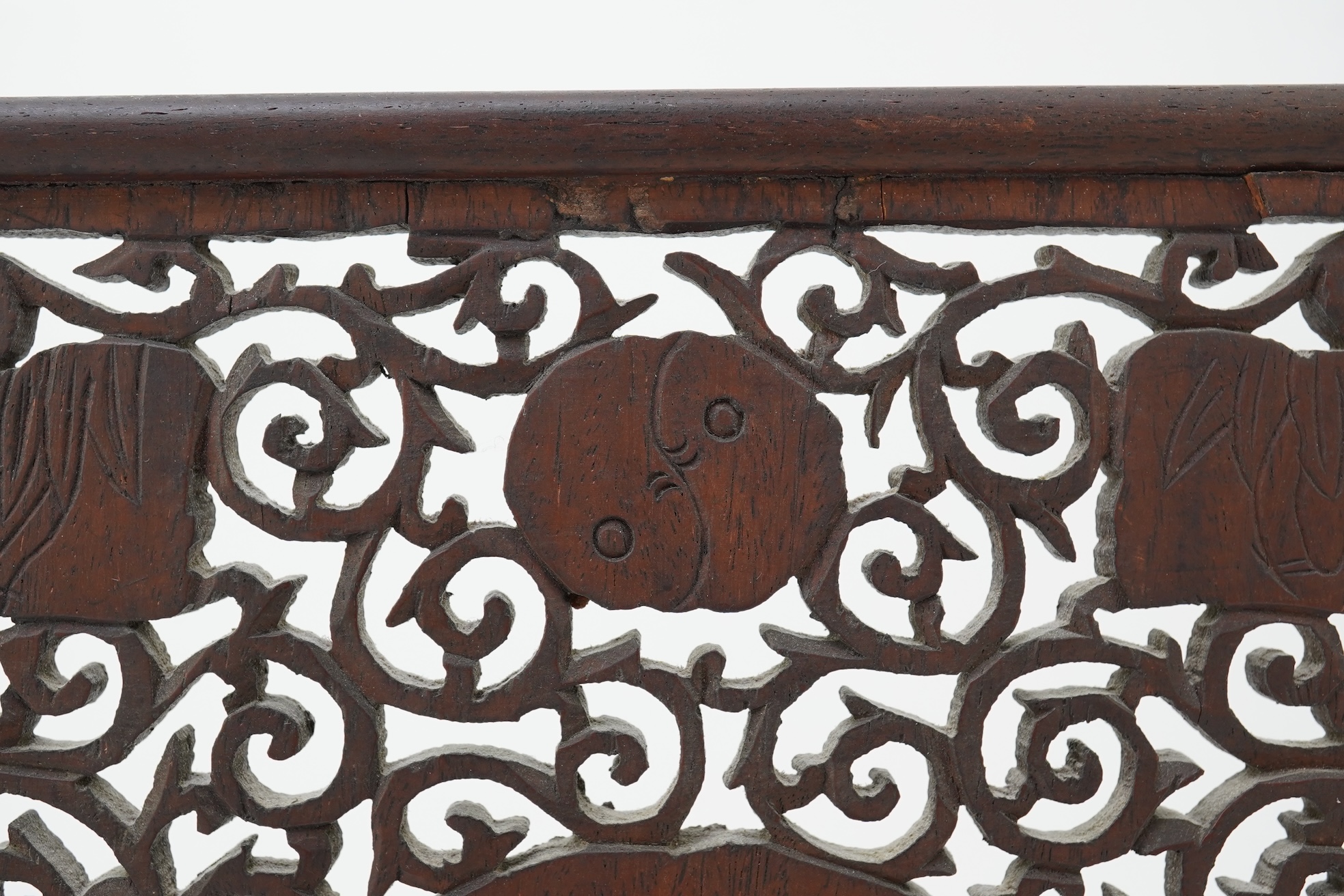 A Chinese jade and hardstone mounted hongmu table screen, late 19th/early 20th century